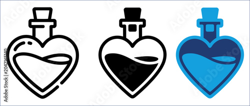 Bild auf Leinwand Heart Bottle Love Potion Sign in Modern Cute Flat Style Design