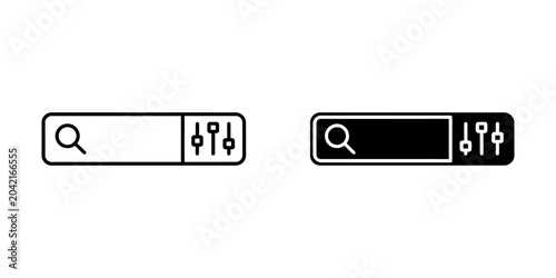 Search bar interface with filter options icon interface settings technology