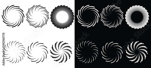 Tableau sur toile Abstract Spiral Vortex Design Collection Monochrome Swirl Shapes and Rotational