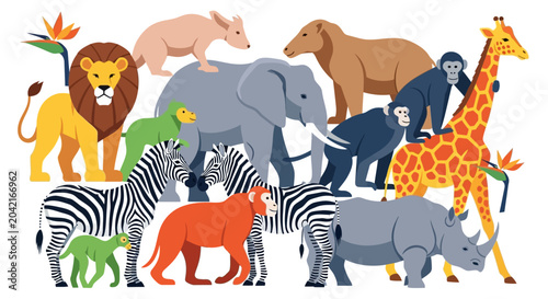 Photography Diverse African Wildlife Animals Collection, Safari Animals, Zoo Animals, Cartoo