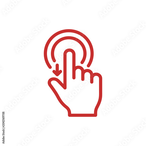 Red Hand Clicking on Icon Button.