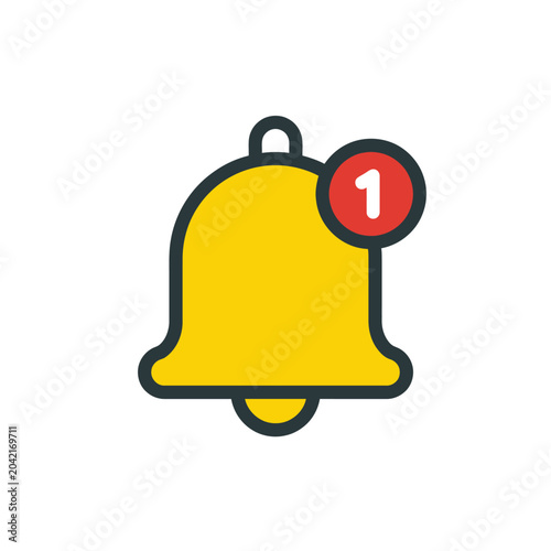 Notification bell icon with alert.