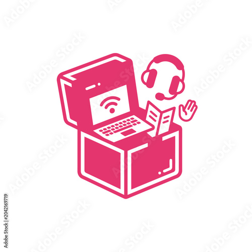 Customer support representative with headset.