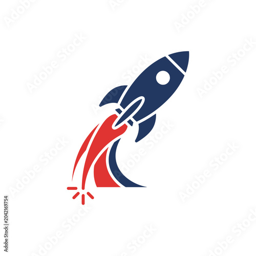 Rocket Ship Icon Launching Upwards Fast.