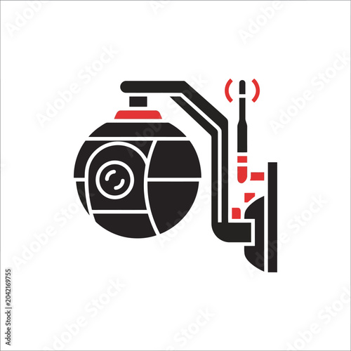 Black and red robotic device component.