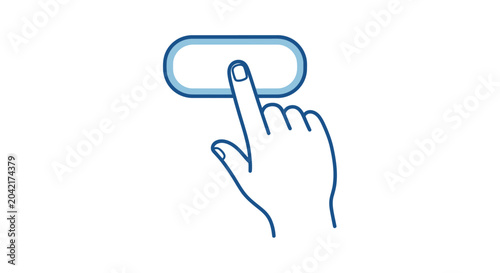 Obraz na plátně hand pressing button line art on white background