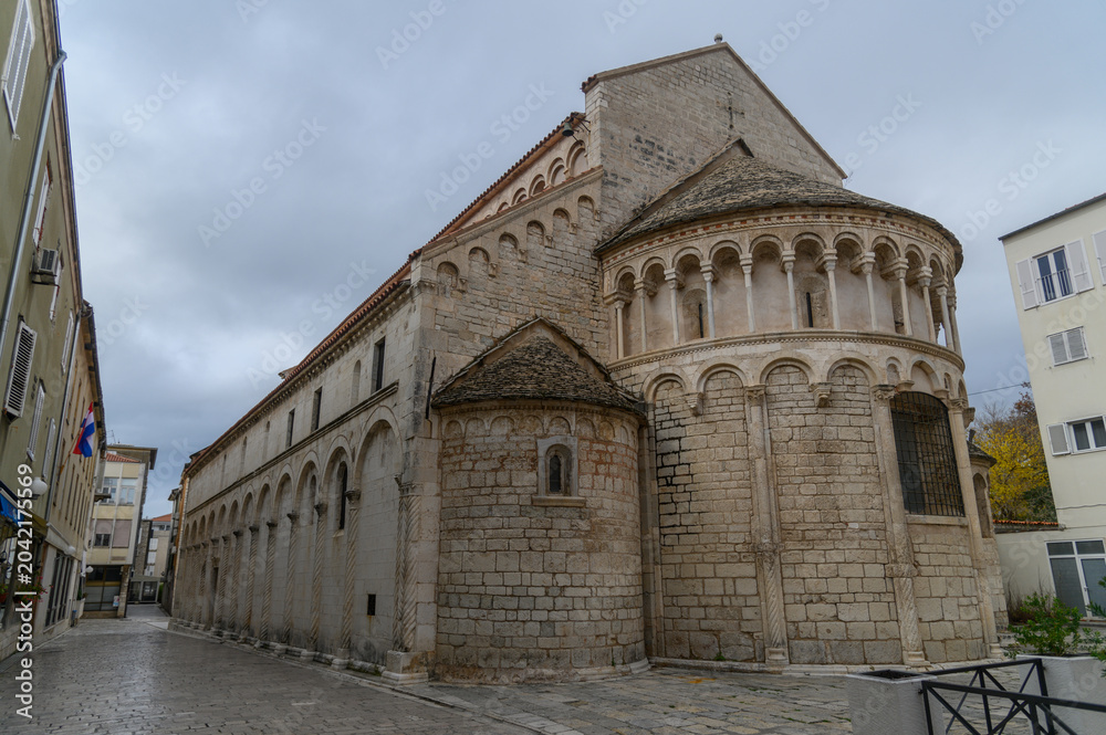 Obraz premium Romanesque Stone Apse of St Chrysogonus, Zadar, Croatia