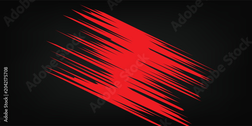 Canvastavla Abstract brush, stroke, Red grunge brush stroke on dark black background