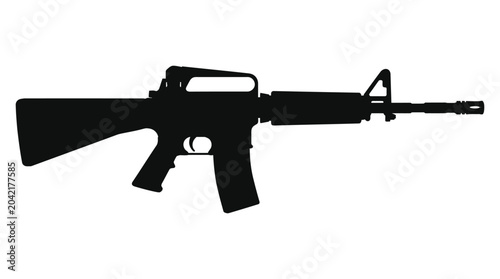 Schilderij op canvas assault rifle silhouette on white background weapon