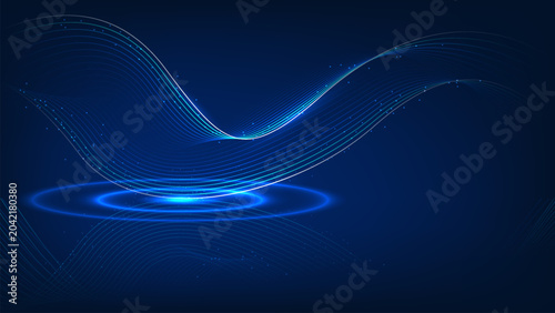 Technology background flowing glowing data lines. Represents big data analytics, transmission, digital connectivity, cloud computing infrastructure, innovative futuristic communication network