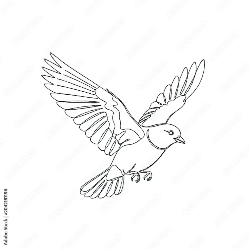 Obraz premium Flying Bird in Motion with Spread Wings