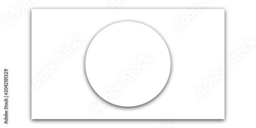 A white rectangle with a circular cutout in the center on isolated on transparent background