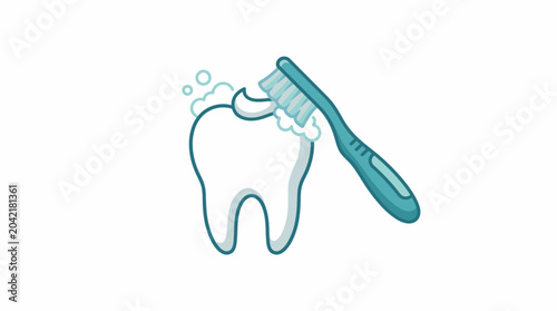 Toothbrush cleaning a single tooth.