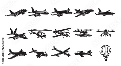 Photos Air Transportation Collection of Various Aircraft Silhouettes