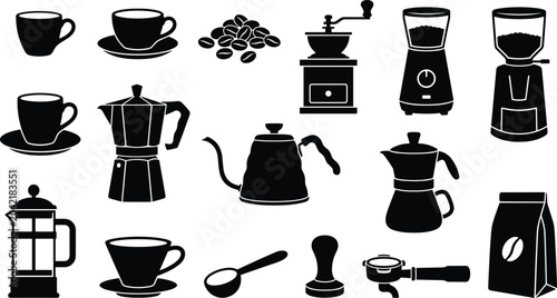 Tableau sur toile Black and white of various ink bottles and pens isolated on white background ink
