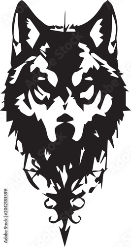 Creative Tattoo Design in Black and White Detailed Line Art Illustration