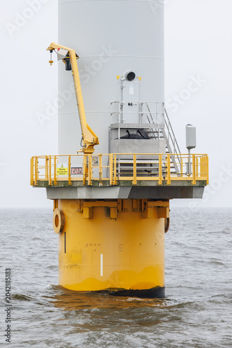 Wind Farm Offshore Mast in IJsselmeer, Netherlands, Haze