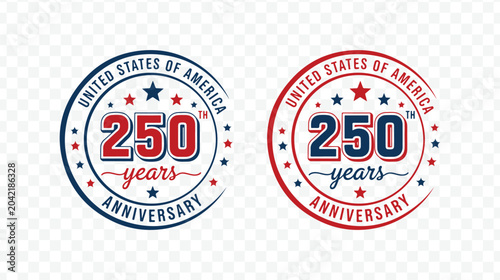 United States of America Patriotic Emblem. Usa 250th anniversary badges