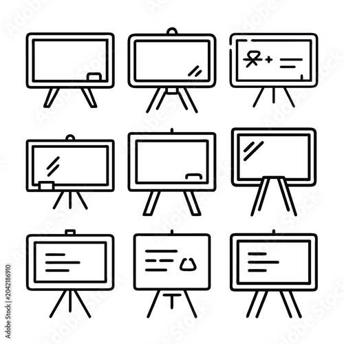 Classroom Whiteboard Presentation Board Icons