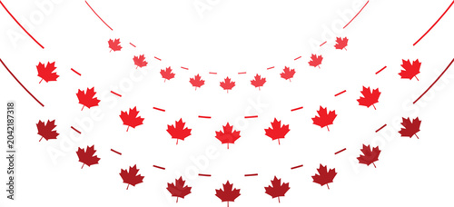 Tableau sur toile Canada day decorations red maple leaf garland for july 1st celebrations
