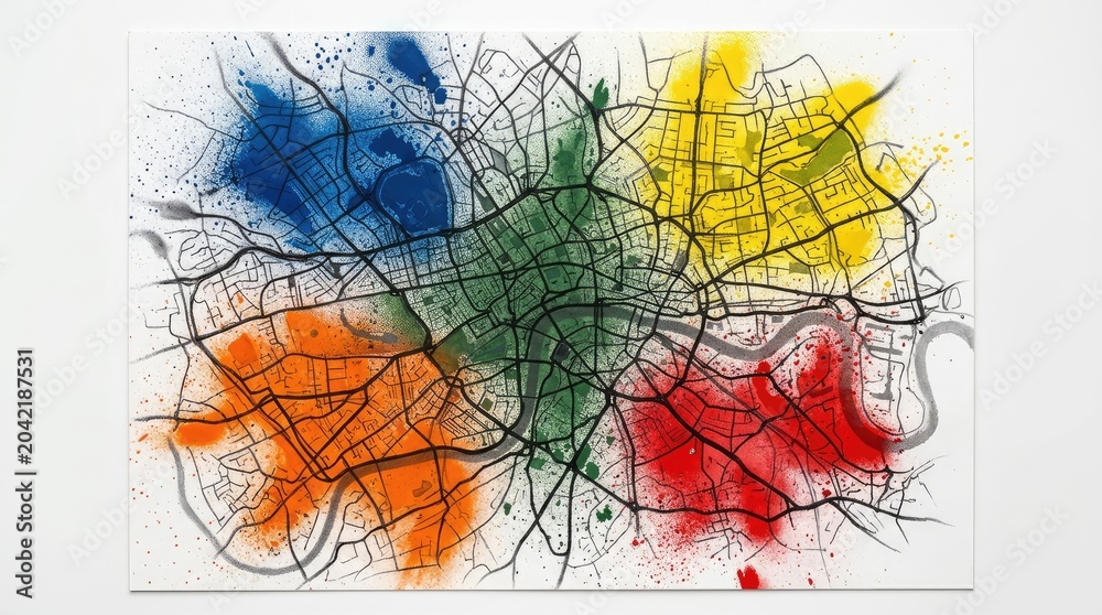 Obraz premium Abstract Map With Vibrant Color Sections