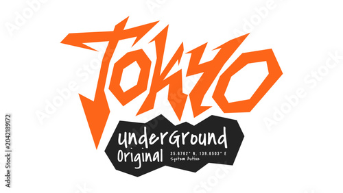 Tableau sur toile Tokyo underground original streetwear typography t shirt design with graffiti le