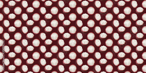 Seamless Pattern Mangosteen Exotic Tropical Fruits