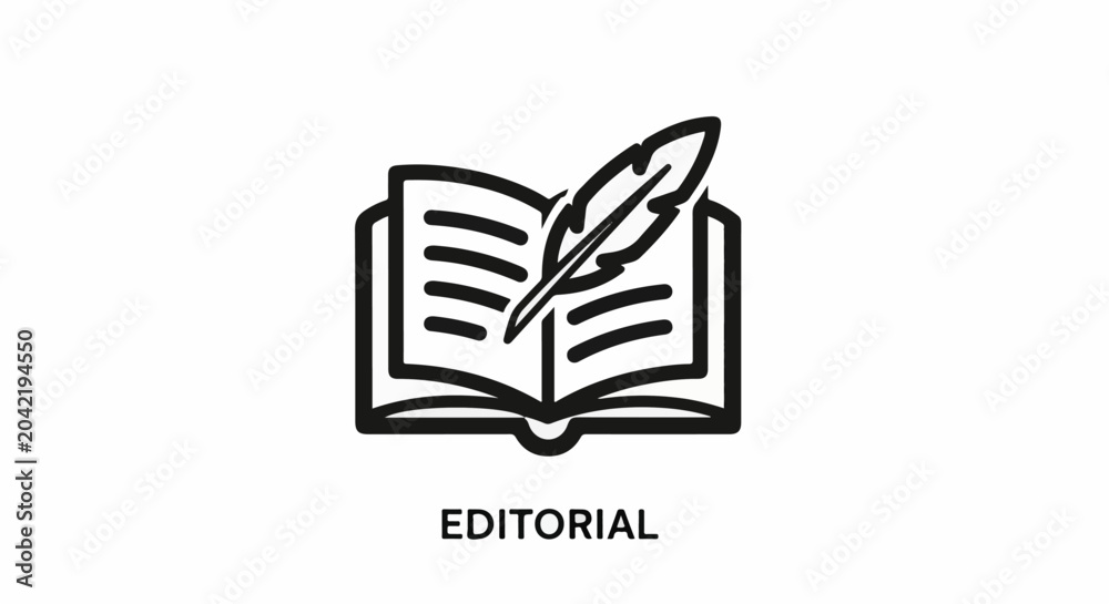 Fototapeta premium Open book with feather quill, representing writing and editorial content