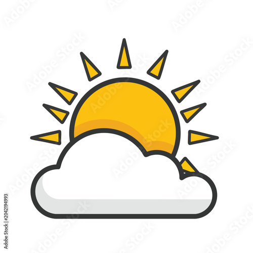 Partly cloudy weather icon with yellow sun and white cloud.