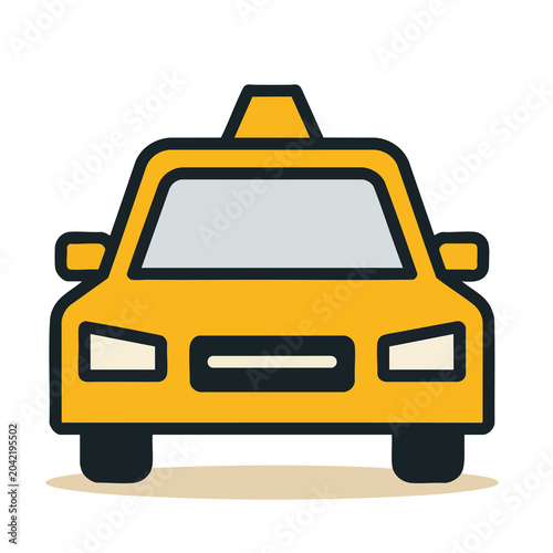 Minimalist vector illustration of a yellow taxi cab icon.