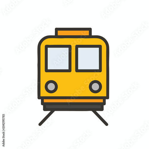 A stylized yellow train icon representing public transportation and rail travel.