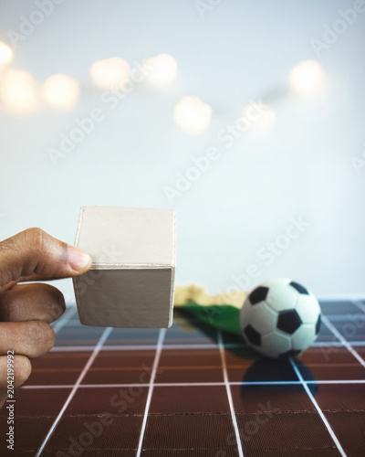 Soccer Ball on Solar Panel with Brazil Colors