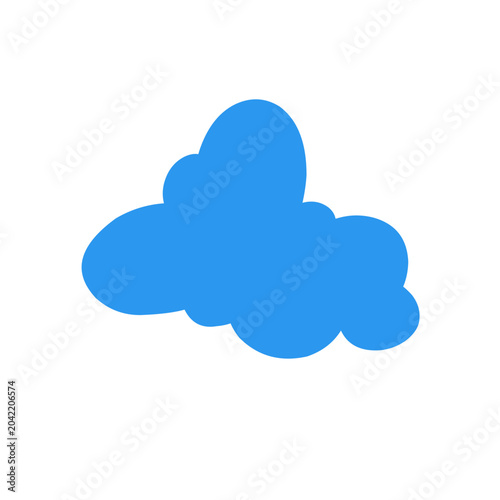 Hand drawn blue flat clouds, sky, vector clouds ilustration