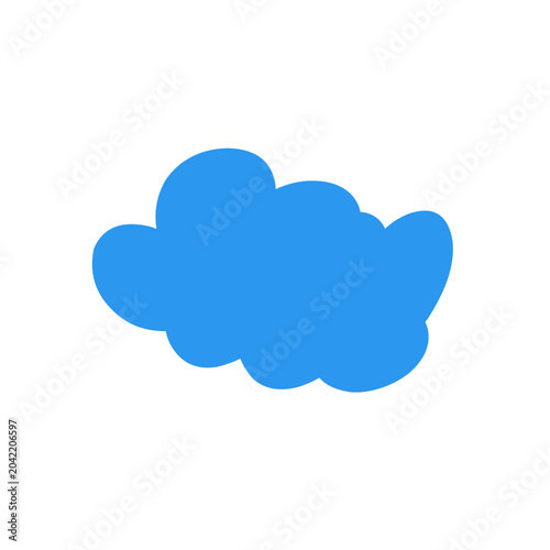 Hand drawn blue flat clouds, sky, vector clouds ilustration