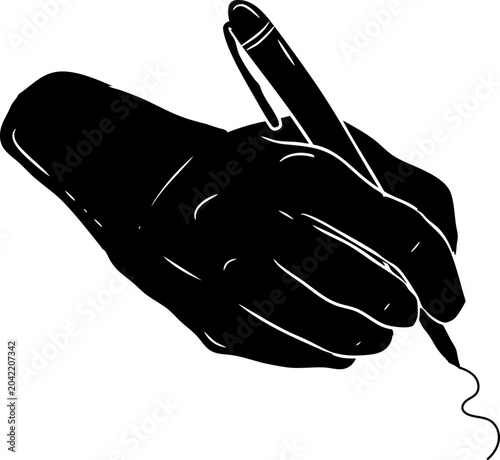 Hand Holding Pen Illustration