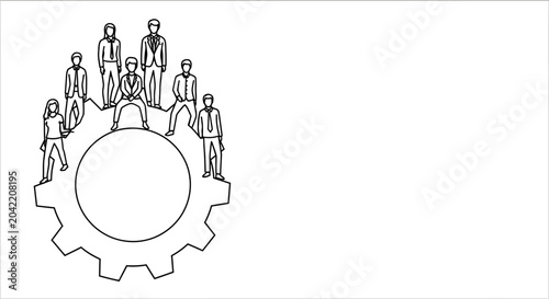Manager Leading Remote Team Working Together on Gear Mechanism for Business Success and Teamwork Concept
