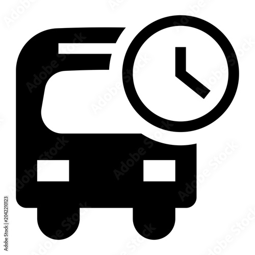 Bus Delay Solid Icon, Transport Traffic, Schedule Waiting