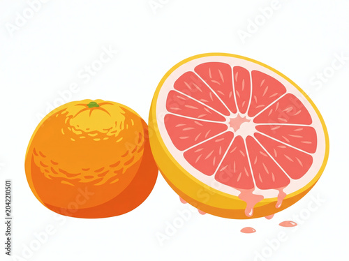 Colorful Illustrated Oranges And Grapefruit For Fun Design And Art