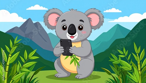 Cute Koala Taking a Selfie in the Australian Bush.