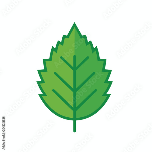Minimalist green leaf icon with flat vector design.