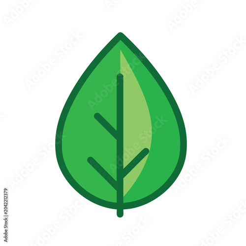 Minimalist green leaf icon for eco friendly branding.