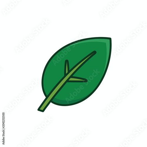 A simple green leaf icon with a thick outline.