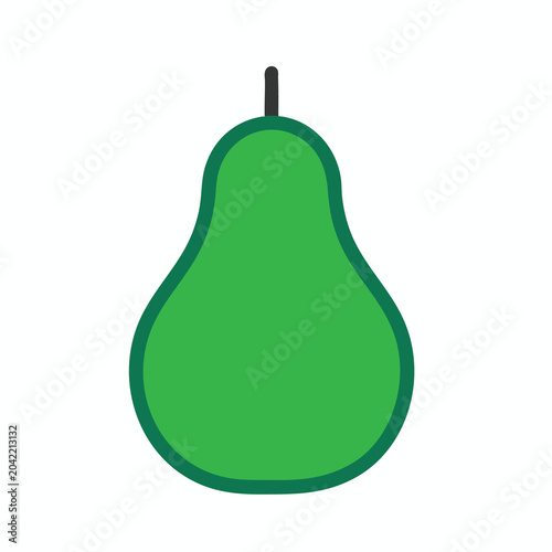 Minimalist green pear icon with simple flat design.