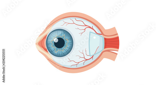 Canvastavla Human eye anatomy medical illustration showing eyeball internal structure