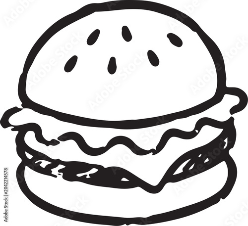 Cuadro en lienzo Cheeseburger Line Illustration