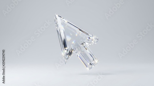 Crystal Cursor Icon Floating on a Light Gray Background.