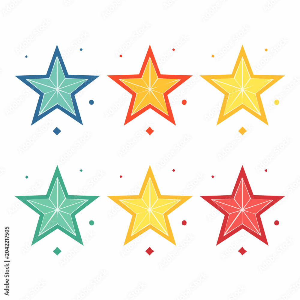 Obraz premium Collection of Colorful Star Icons