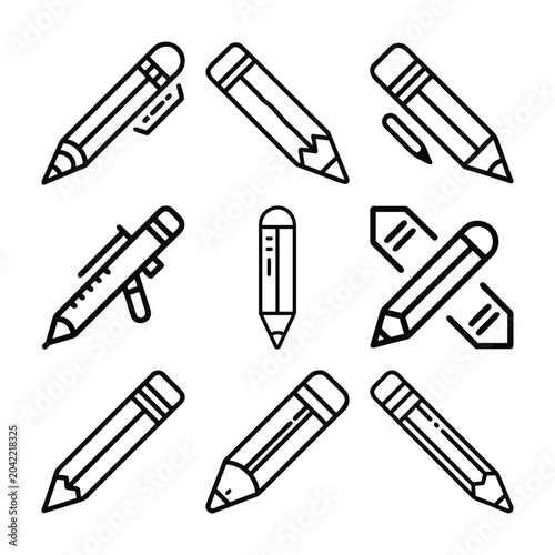 Pencil Writing Drawing Stationery Icons