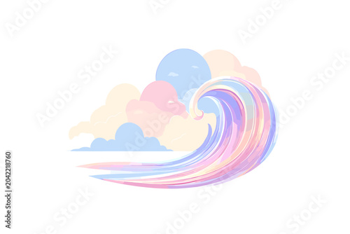 Swirling Ocean Wave Illustration with Pastel Colors