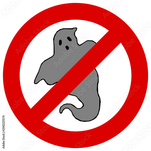 Señal de prohibido fantasmas aislada, símbolo de cazafantasmas sobre fondo transparente.